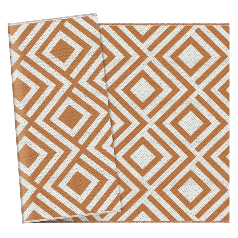 Outsunny Tapete de Exterior Reversível de Plástico Impermeável para para Varanda Pátio Campismo Praia 182x274cm Marrom e Branco