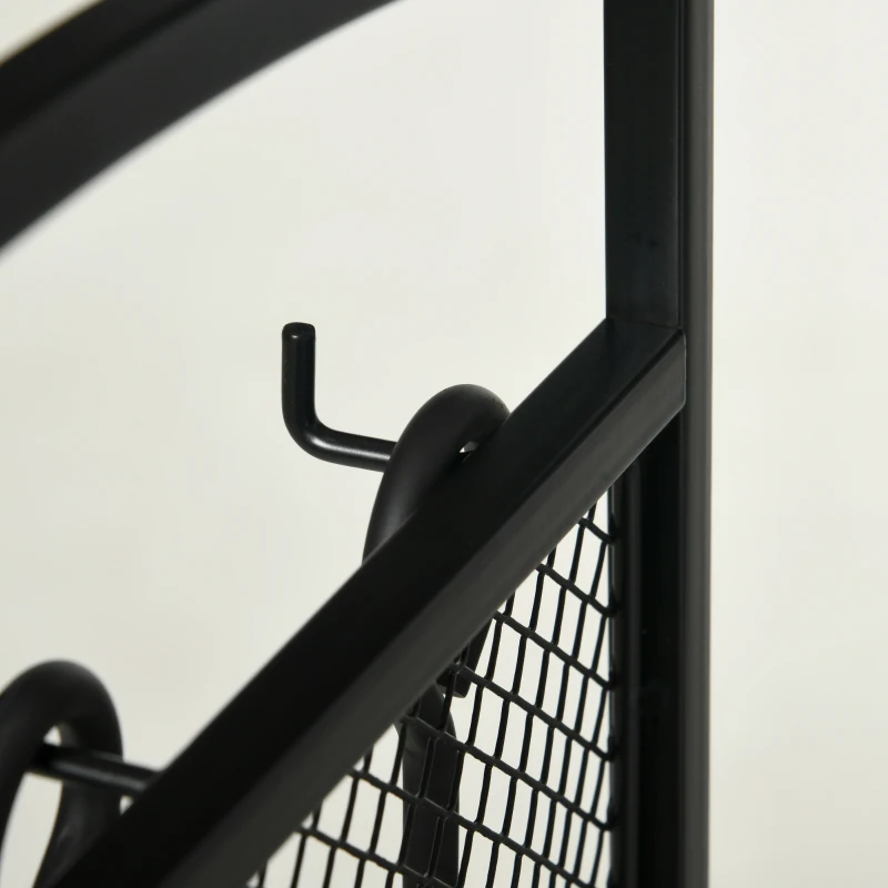 HOMCOM Portalegna da Interno ed Esterno in Metallo con Ganci e 4 Attrezzi Inclusi, 39x39x68cm, Nero