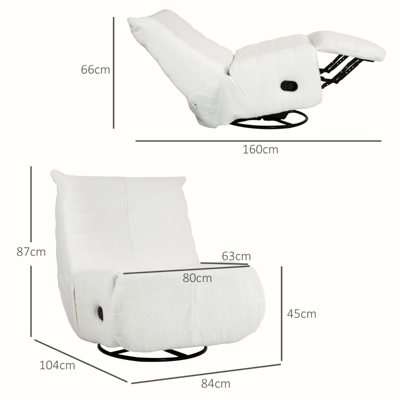 HOMCOM Verstelbare Zitzak, Belastbaar tot 150kg, 84x104x87cm, Crème(m-3)
