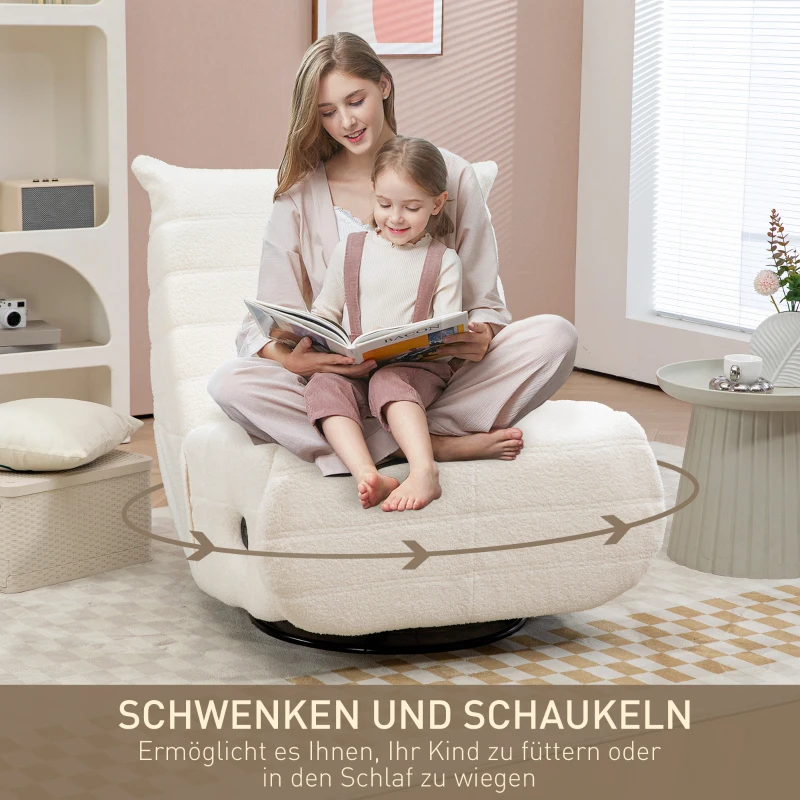 HOMCOM Verstelbare Zitzak, Belastbaar tot 150kg, 84x104x87cm, Crème(m-5)