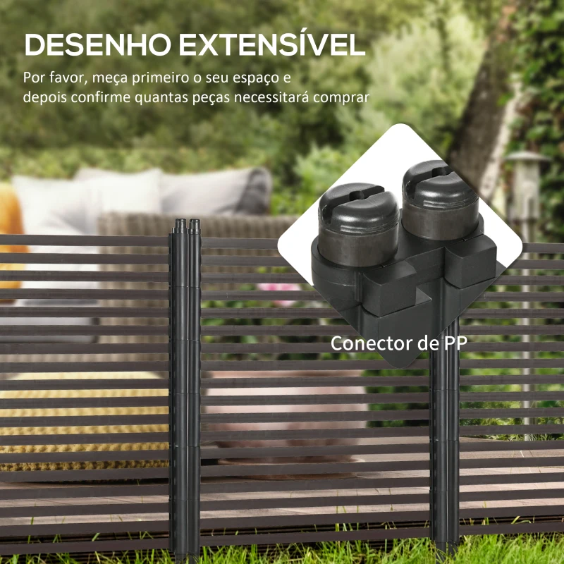 Outsunny Vedação de Jardim de Aço com Revestimento em PE para Exterior Barreira para Animais 93x22x120cm Marrom