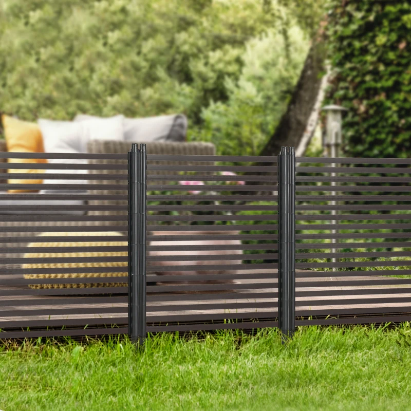 Outsunny Vedação de Jardim de Aço com Revestimento em PE para Exterior Barreira para Animais 93x22x120cm Marrom