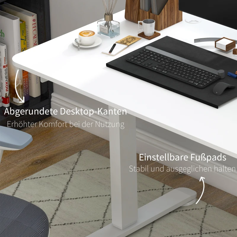 Vinsetto Stehpult höhenverstellbarer Computertisch Schreibtisch, 140 cm x 70 cm x 116 cm, Weiß(m-8)