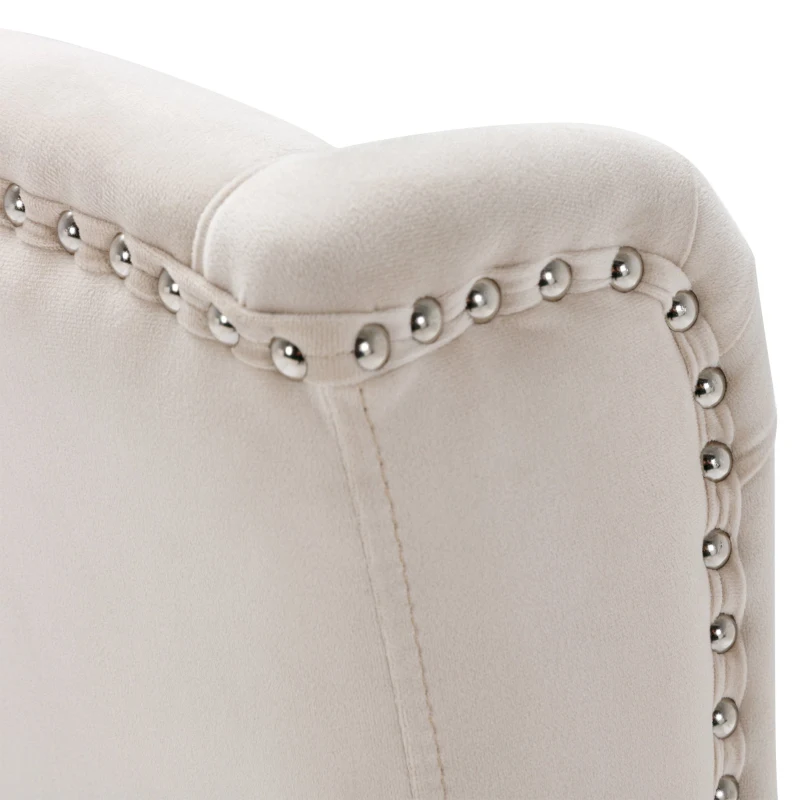 Set di 2 sedie in tessuto effetto velluto con design moderno a bottoni, 46x62x102 cm, Beige