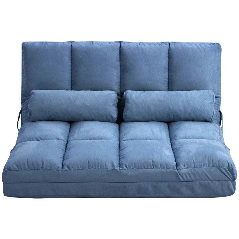 HOMCOM Vloersofa Slaapsofa, opklapbaar, verstelbare rugleuning, 102 cm x 73 cm x 60 cm, Blauw(m-10)