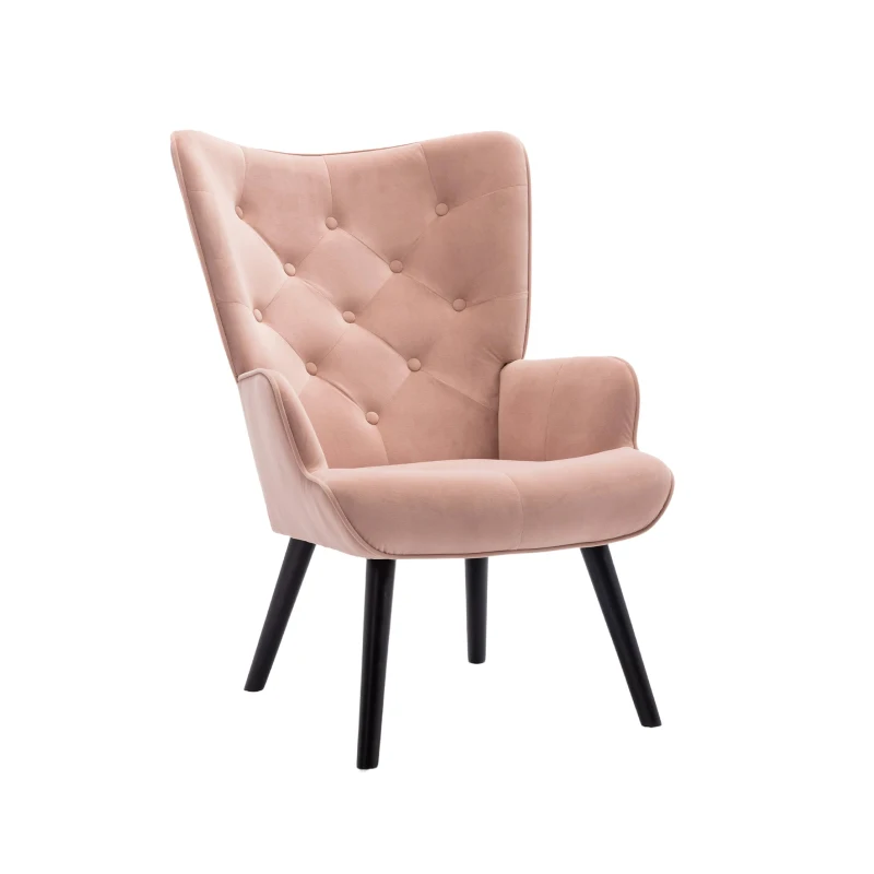 Moderner Relaxsessel gepolstert für Wohnzimmer und Schlafzimmer, Komfort und Stil in Samt, Rosa