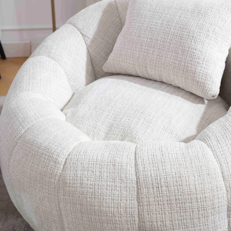 Bequemer runder drehbarer Sitzsack, Beige
