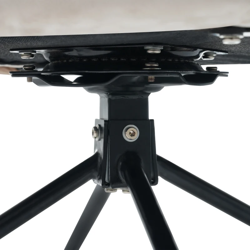 Juego de 2 Sillas de Comedor de Tela Efecto Terciopelo Acolchadas con Estructura de Madera Maciza Beige