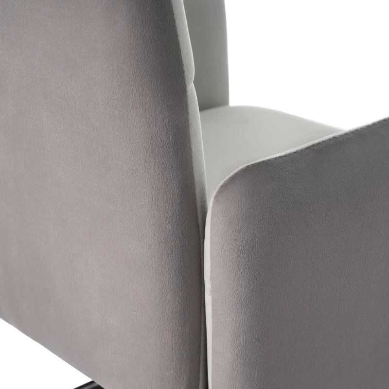 Juego de 2 Sillas de Comedor de Madera y Tela Efecto Terciopelo con Reposabrazos Removibles Diseño Ergonómico y Moderno Gris