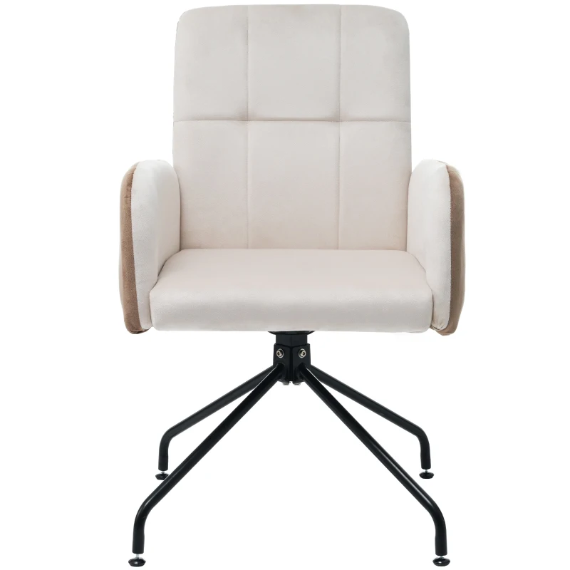 Juego de 2 Sillas de Comedor de Tela Efecto Terciopelo Acolchadas con Estructura de Madera Maciza Beige