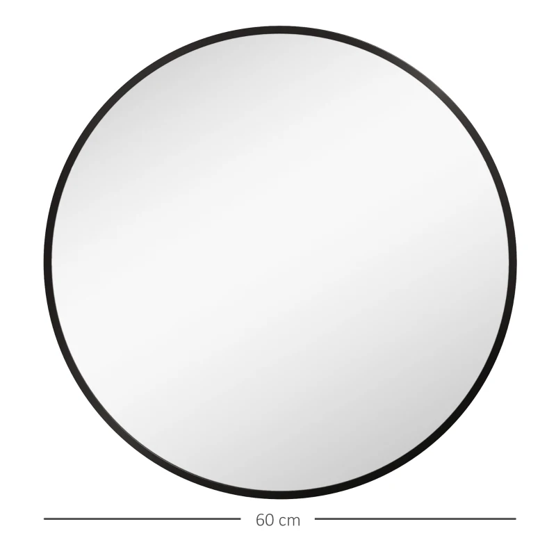 HOMCOM Lustro Łazienkowe, Nowoczesny Design, Rama z Aluminium, 60x60x3 cm, Czarne