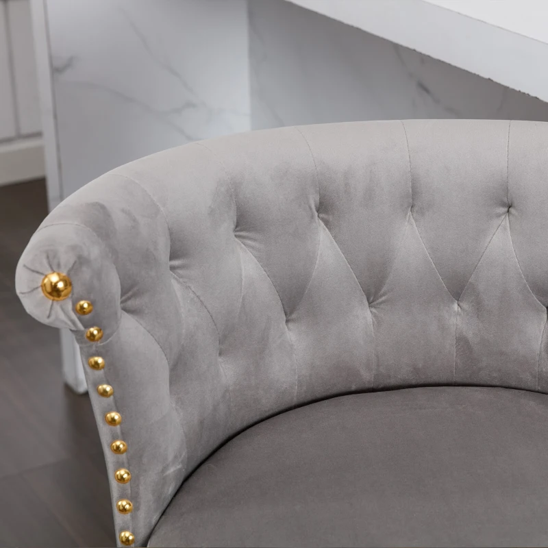 Set aus 2 drehbaren und höhenverstellbaren Barhockern mit Lehne und Fußstütze für Küche und Esszimmer, Grau