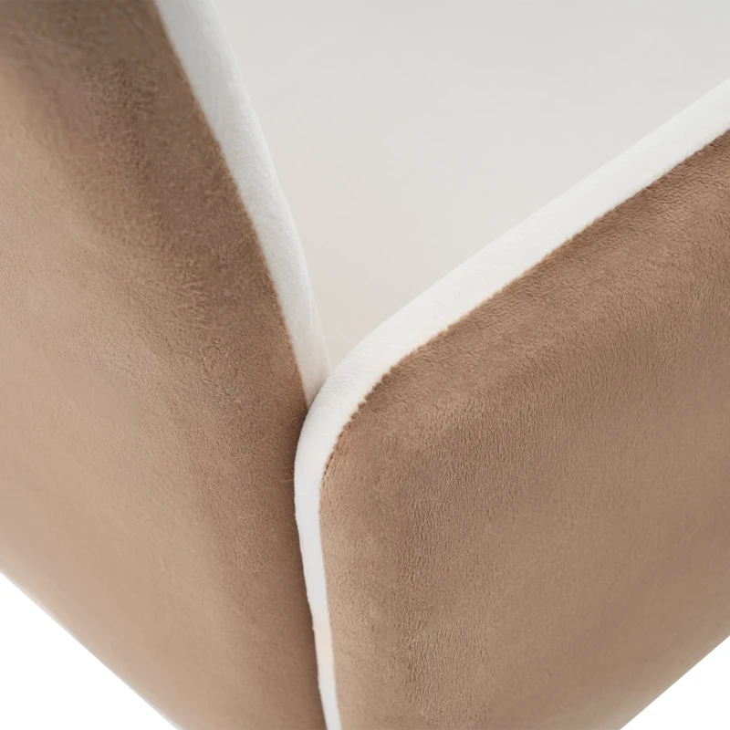 Juego de 2 Sillas de Comedor de Tela Efecto Terciopelo Acolchadas con Estructura de Madera Maciza Beige