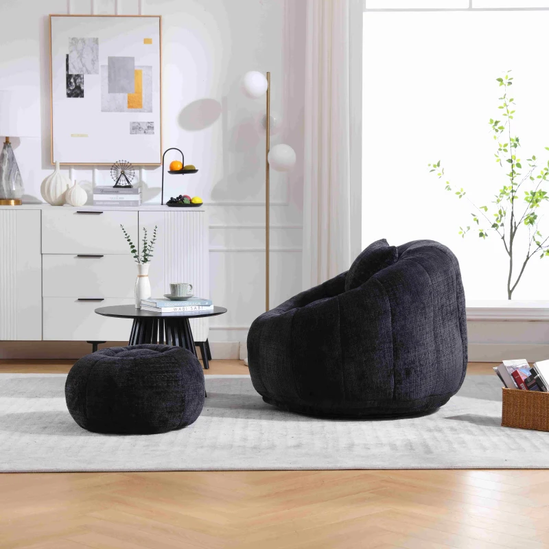 Bequemer runder drehbarer Sitzsack, Schwarz