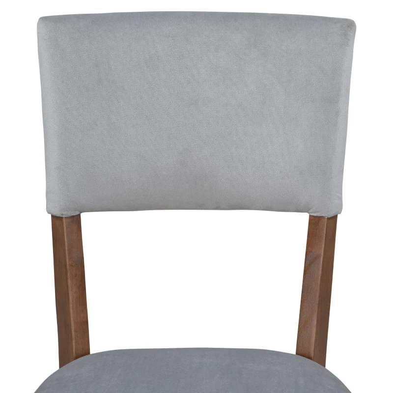 Set di 6 Sedie Imbottite in tessuto effetto velluto per Sala da Pranzo con Gambe in Legno, Grigio