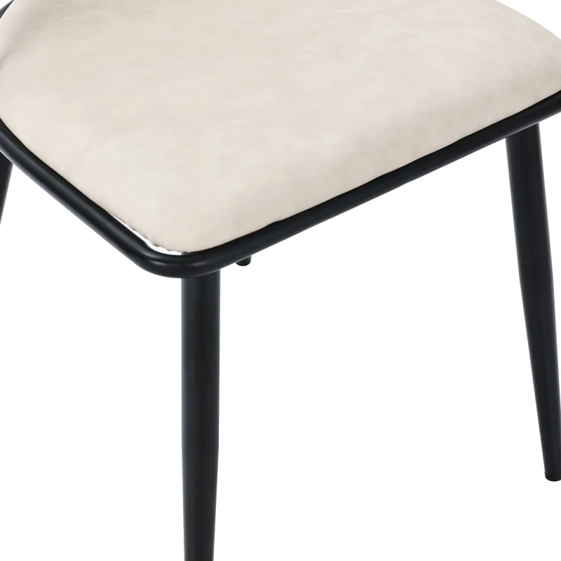 Juego de 2 Sillas de Comedor con Asiento de Pu y Respaldo de Ratán Estructura de Metal Negro