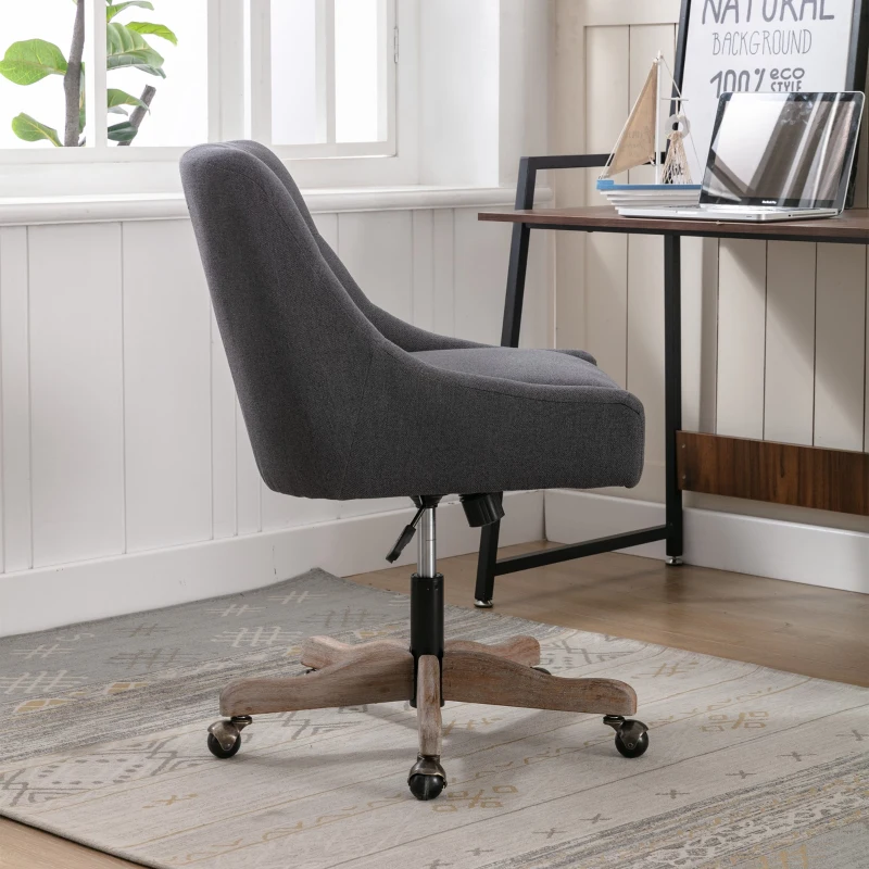 Bequemer und ergonomischer Bürostuhl- Drehbar, Modern für Wohnzimmer und Büro mit hochwertigen Materialien, Schwarz