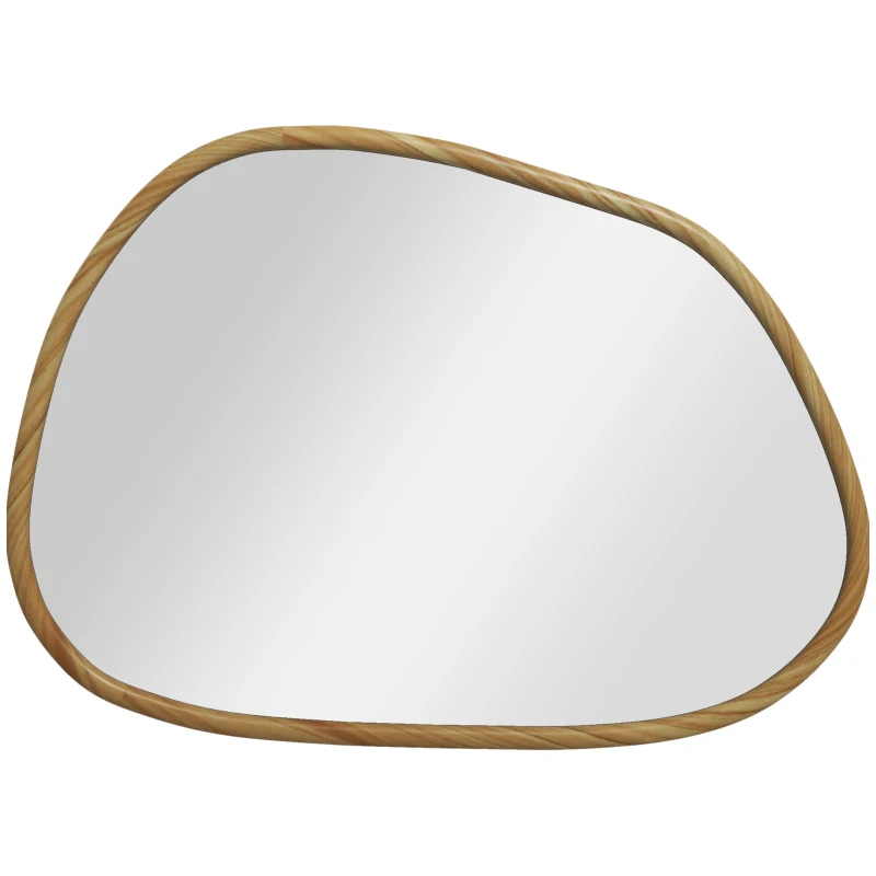 HOMCOM Wandspiegel Decoratieve Spiegel, Vintage-Design, 80 x 2,1 x 60 cm, Massief Hout, Natuur