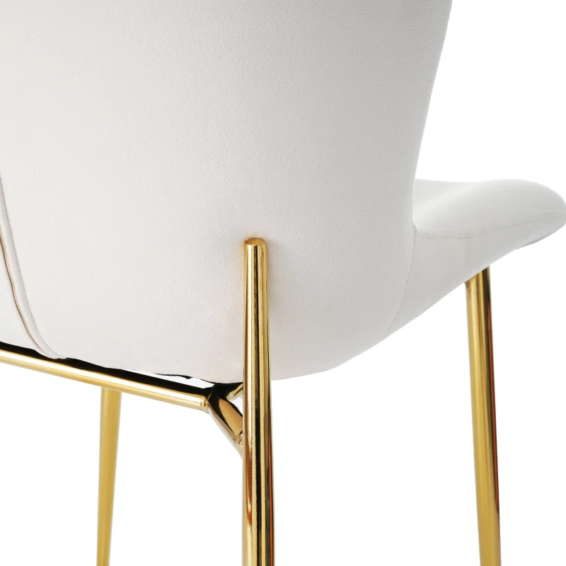 Juego de 2 Sillas de Comedor Modernas en Tela Efecto Terciopelo Acolchadas con Patas de Metal Beige