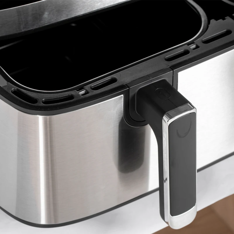 HOMCOM Heißluftfriteuse Friteuse, 2700 W, 8 Einstellungen, 41,8 cm x 39,2 cm x 31,1 cm, Schwarz + Silber(m-13)