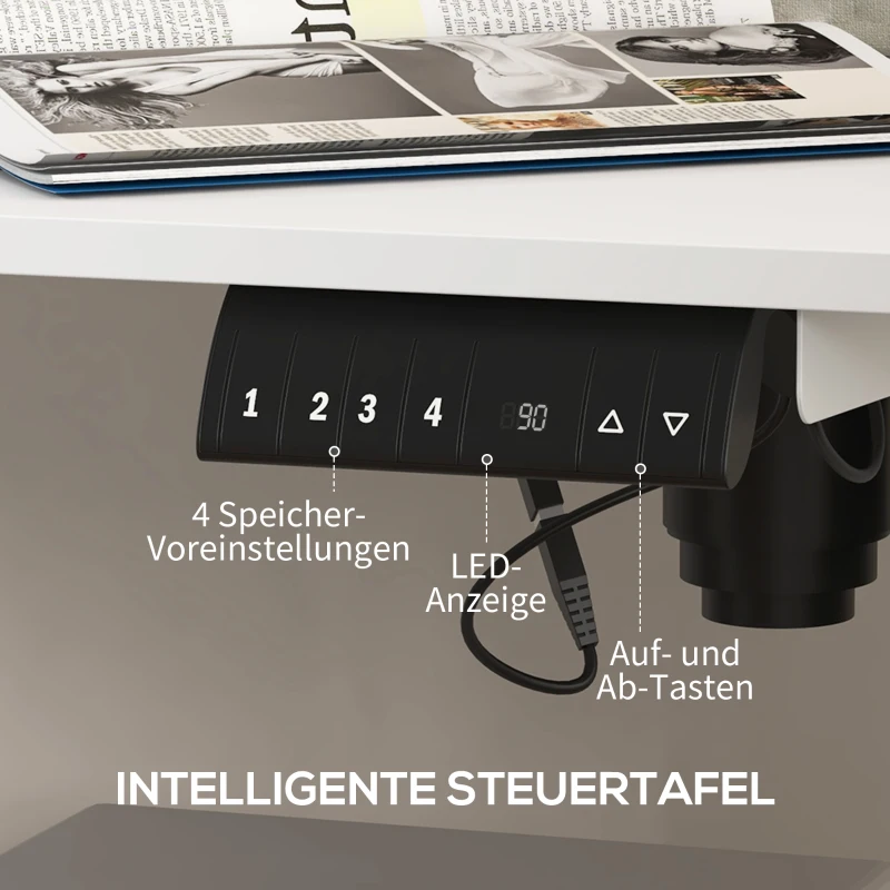 Vinsetto Stehpult höhenverstellbarer Computertisch Schreibtisch, 140 cm x 70 cm x 116 cm, Weiß(m-5)