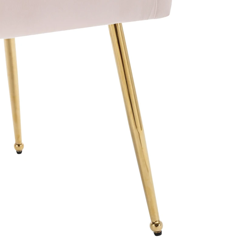 Set de 2 Sillas Modernas en Tela Efecto Terciopelo con Rayas Verticales y Asiento Acolchado Rosa