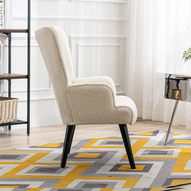 Moderner Relaxsessel gepolstert für Wohnzimmer und Schlafzimmer, Komfort und Stil, Teddy Weiß