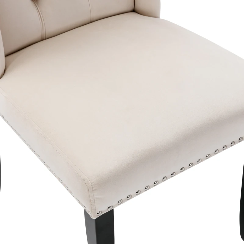 Set di 2 sedie in tessuto effetto velluto con design moderno a bottoni, 46x62x102 cm, Beige