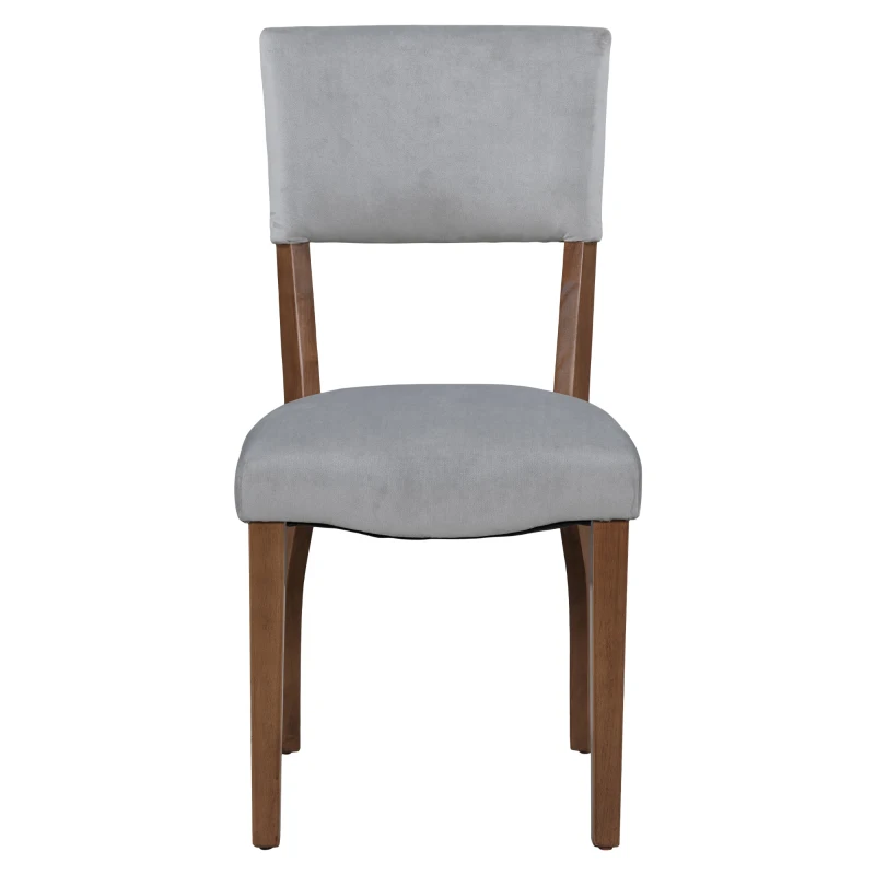 Set di 6 Sedie Imbottite in tessuto effetto velluto per Sala da Pranzo con Gambe in Legno, Grigio