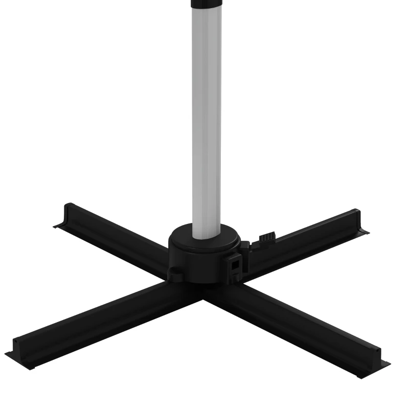 Outsunny 3 x 3(m) Cantilever Roma Parasol with Aluminum Frame, Crank and Tilt, Square Overhanging Patio Umbrella with 360° Rotation, 250g Sun Shade Canopy with Cross Base, White