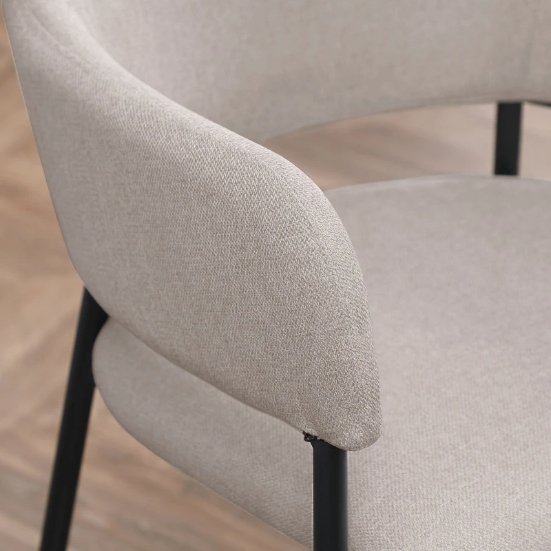 HOMCOM Eetkamerstoelen, Set van 2, Comfortabel, in Linnenlook, Metalen Frame, tot 120 kg, Beige