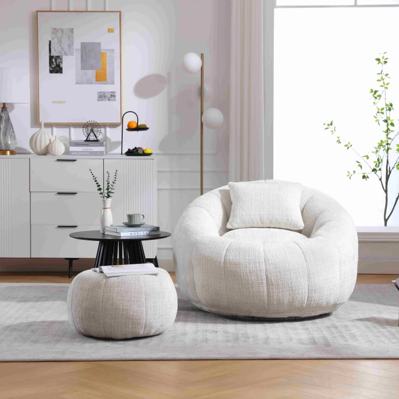 Bequemer runder drehbarer Sitzsack, Beige