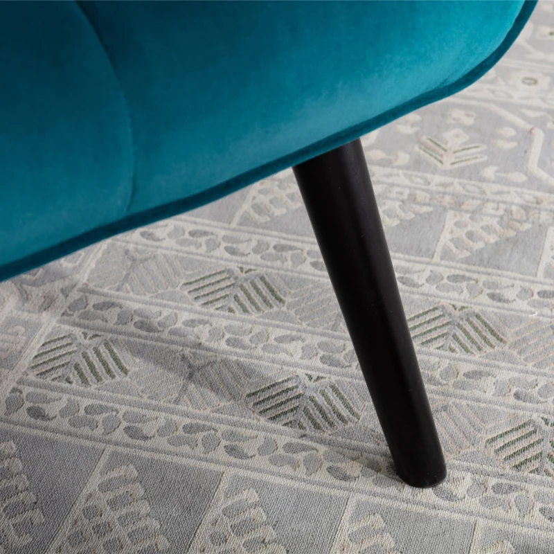 Moderner Relaxsessel gepolstert für Wohnzimmer und Schlafzimmer, Komfort und Stil in Samt, Pfauenblau