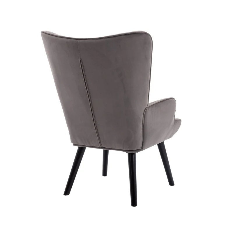 Moderner Relaxsessel gepolstert für Wohnzimmer und Schlafzimmer, Komfort und Stil in Samt, Silber+Grau