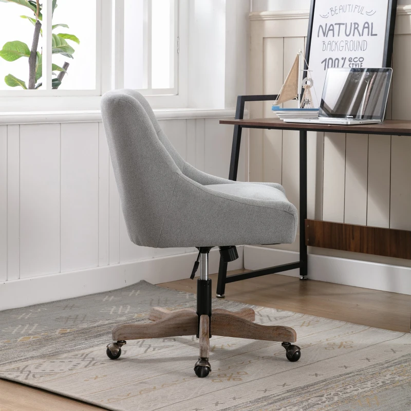 Bequemer und stilvoller Bürostuhl ergonomisch- Drehbar, modern für Wohnzimmer und Büro mit hochwertigen Materialien, Grau