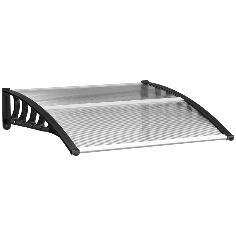 Outsunny Afdak voor Voordeur/Venster, Weerbestendig, Transparant, Aluminium/Polycarbonaat, 103x96,5x27cm, Zwart