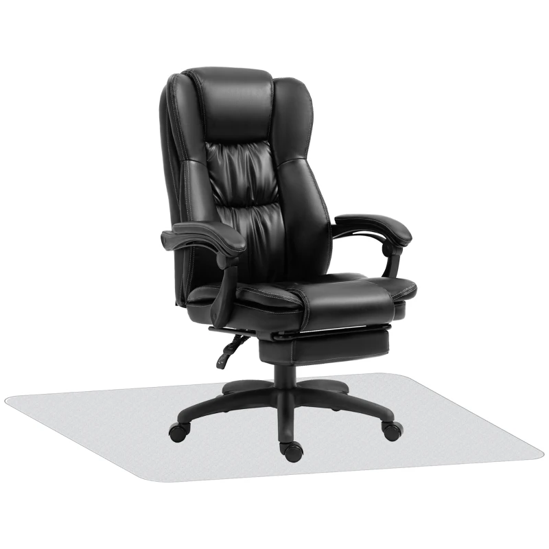 Vinsetto Conjunto para Escritório Inclui 1 Cadeira com 6 Pontos de Massagem 68,5x68,5x113-121 cm e 1 Tapete Protetor Preto e Transparente