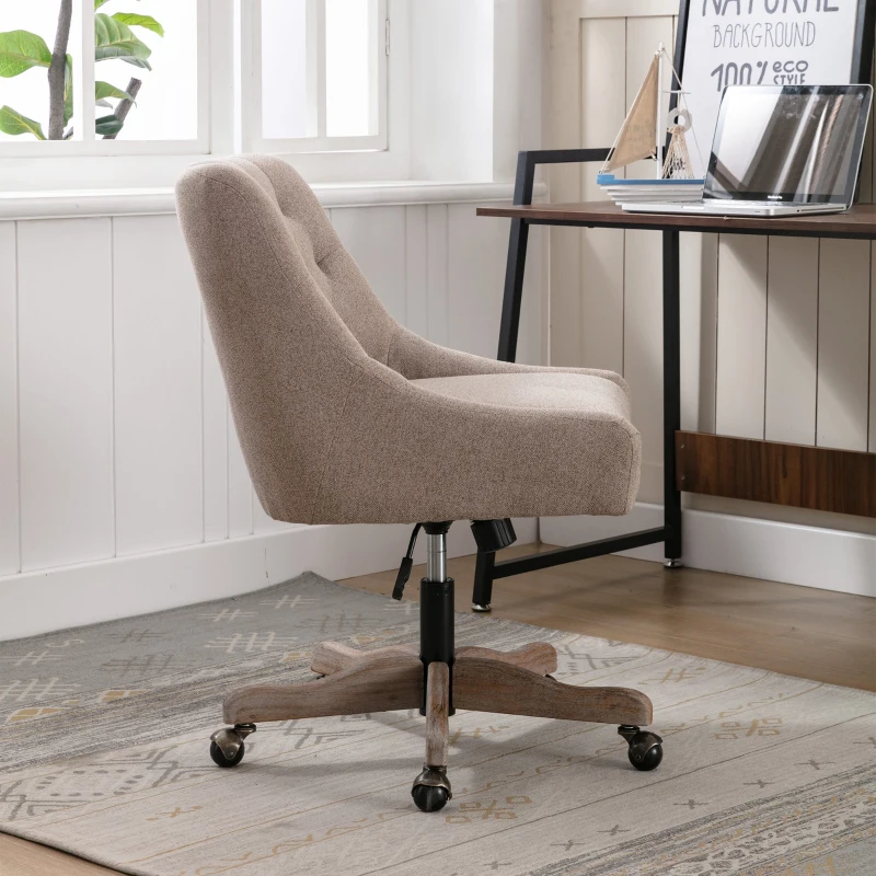 Bequemer und ergonomischer Bürostuhl- Drehbar, Modern für Wohnzimmer und Büro mit hochwertigen Materialien, Braun