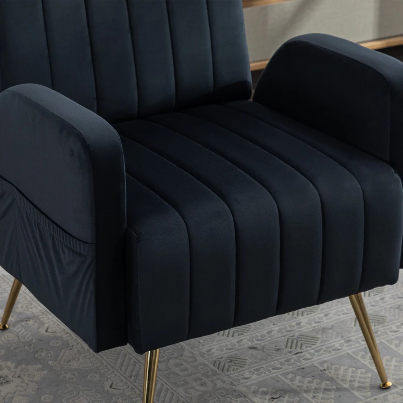 Relaxsessel Luxussessel mit Samtbezügen für Wohnzimmer und Büro, Elegantes Design in Schwarz
