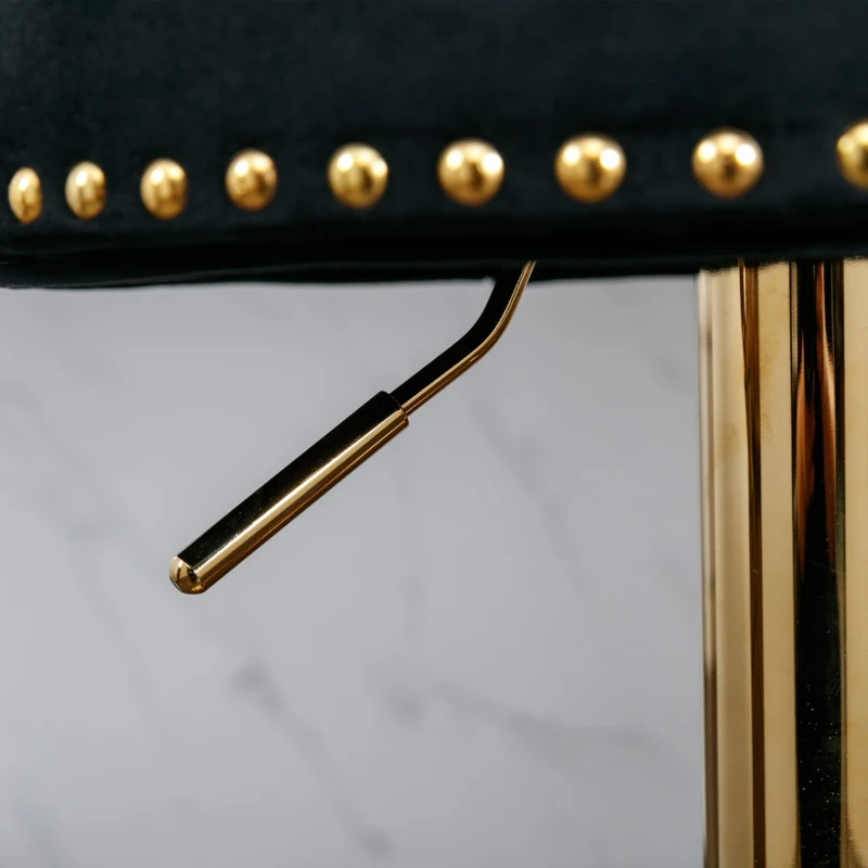 Set aus 2 drehbaren und höhenverstellbaren Barhockern mit Lehne und Fußstütze für Küche und Esszimmer, Schwarz