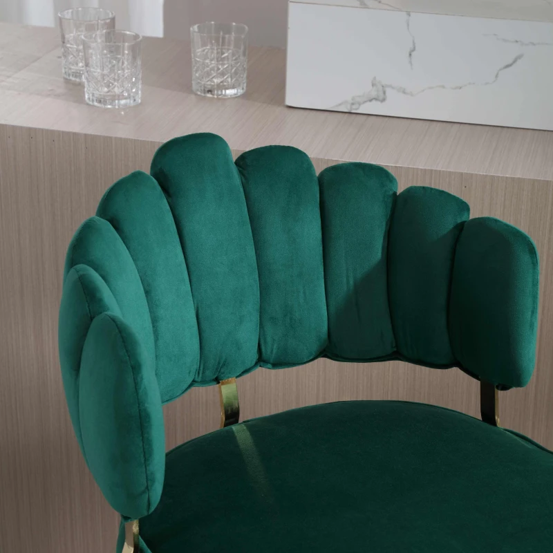 Set aus 2 drehbaren und höhenverstellbaren Barhockern mit Lehne und Fußstütze, Smaragd