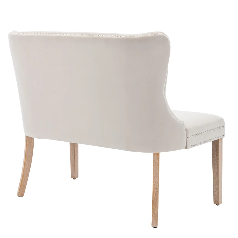 Sedia da pranzo con motivo pulsante, Sedia imbottita soggiorno, panca moderna per il tempo libero, sedia doppia, Beige