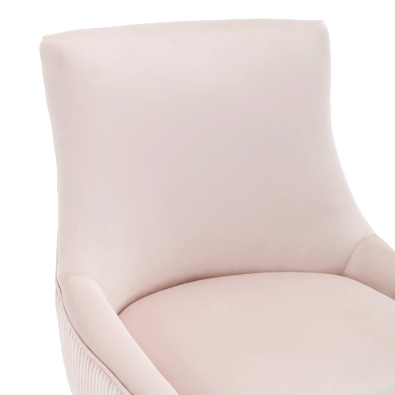 Set de 2 Sillas Modernas en Tela Efecto Terciopelo con Rayas Verticales y Asiento Acolchado Rosa