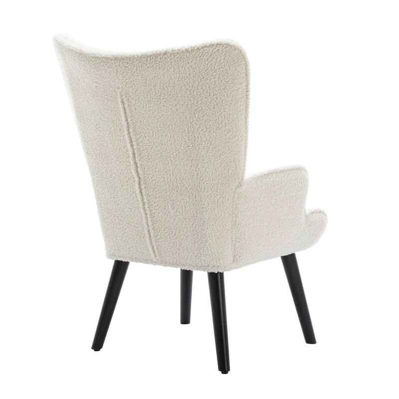 Moderner Relaxsessel gepolstert für Wohnzimmer und Schlafzimmer, Komfort und Stil, Teddy Weiß