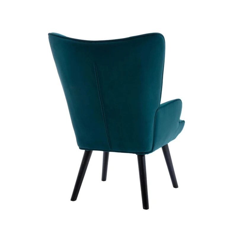 Moderner Relaxsessel gepolstert für Wohnzimmer und Schlafzimmer, Komfort und Stil in Samt, Pfauenblau