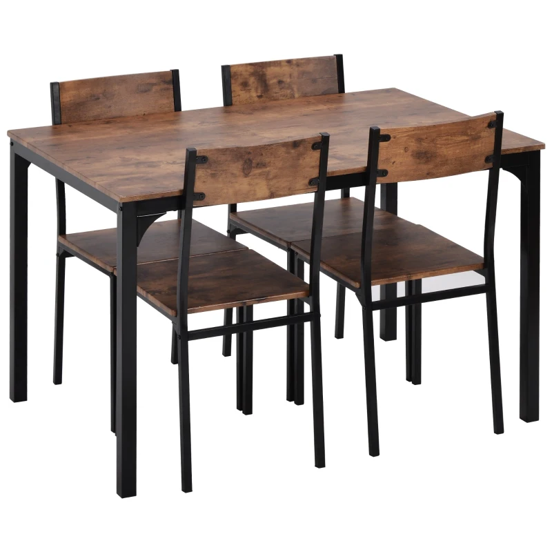 Juego de Comedor Vintage con Mesa y 4 Sillas para Comedor y Sala de Estar Diseño Ahorra Espacio 108x65x75 cm Marrón Rústico