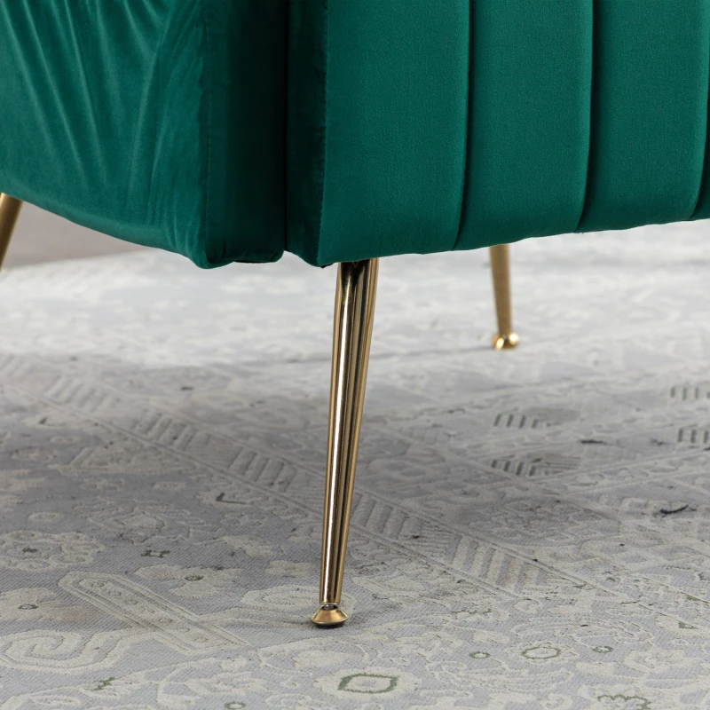 Relaxsessel mit Bezug in Samtoptik, elegantes und modernes Design für Wohnzimmer und Aufenthaltsraum mit Liegefunktion und abnehmbaren Kissen, Smaragd