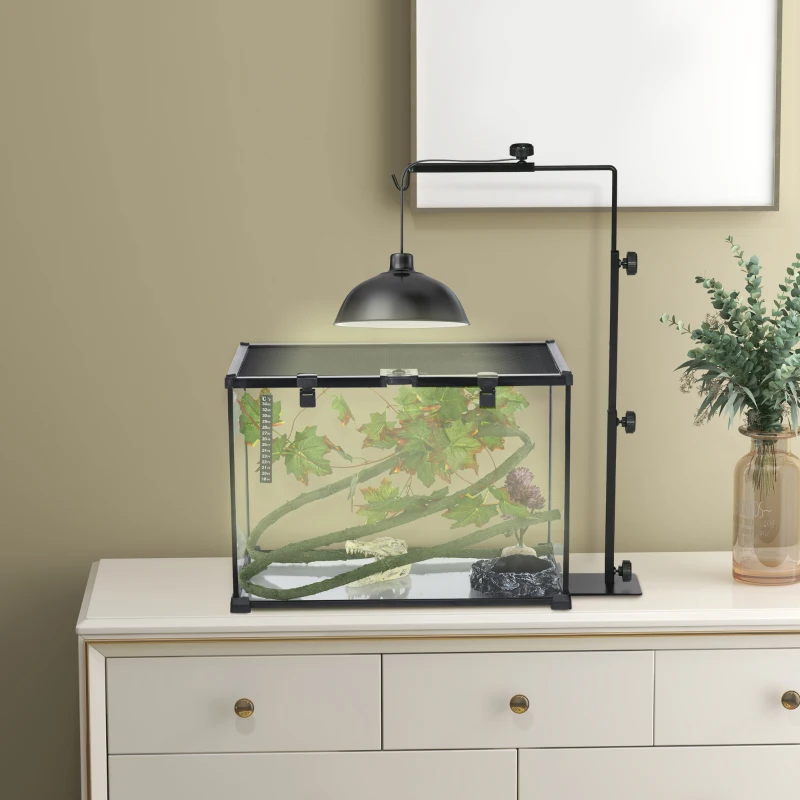 PawHut Warmtelampstandaard voor Terrarium, Hoogteverstelbaar, 40x15x95cm, Zwart
