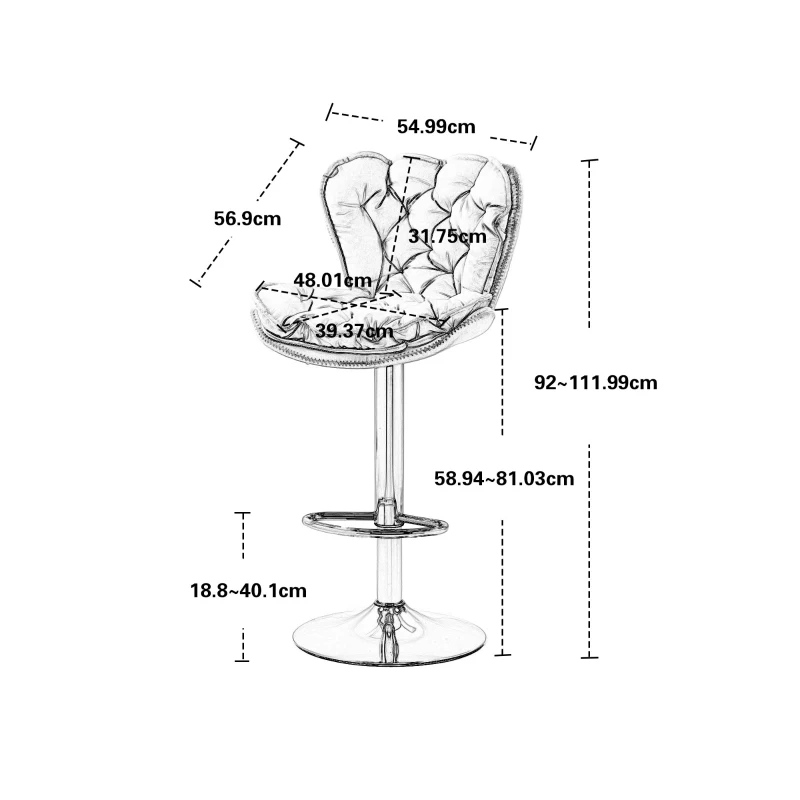 Set aus 2 drehbaren, höhenverstellbaren Barhockern mit Lehne und Fußstütze mit Bezug in Samtoptik für Küche und Esszimmer, Senfgelb