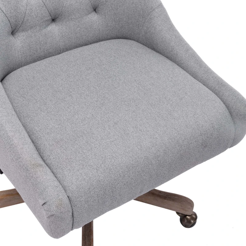 Bequemer und stilvoller Bürostuhl ergonomisch- Drehbar, modern für Wohnzimmer und Büro mit hochwertigen Materialien, Grau